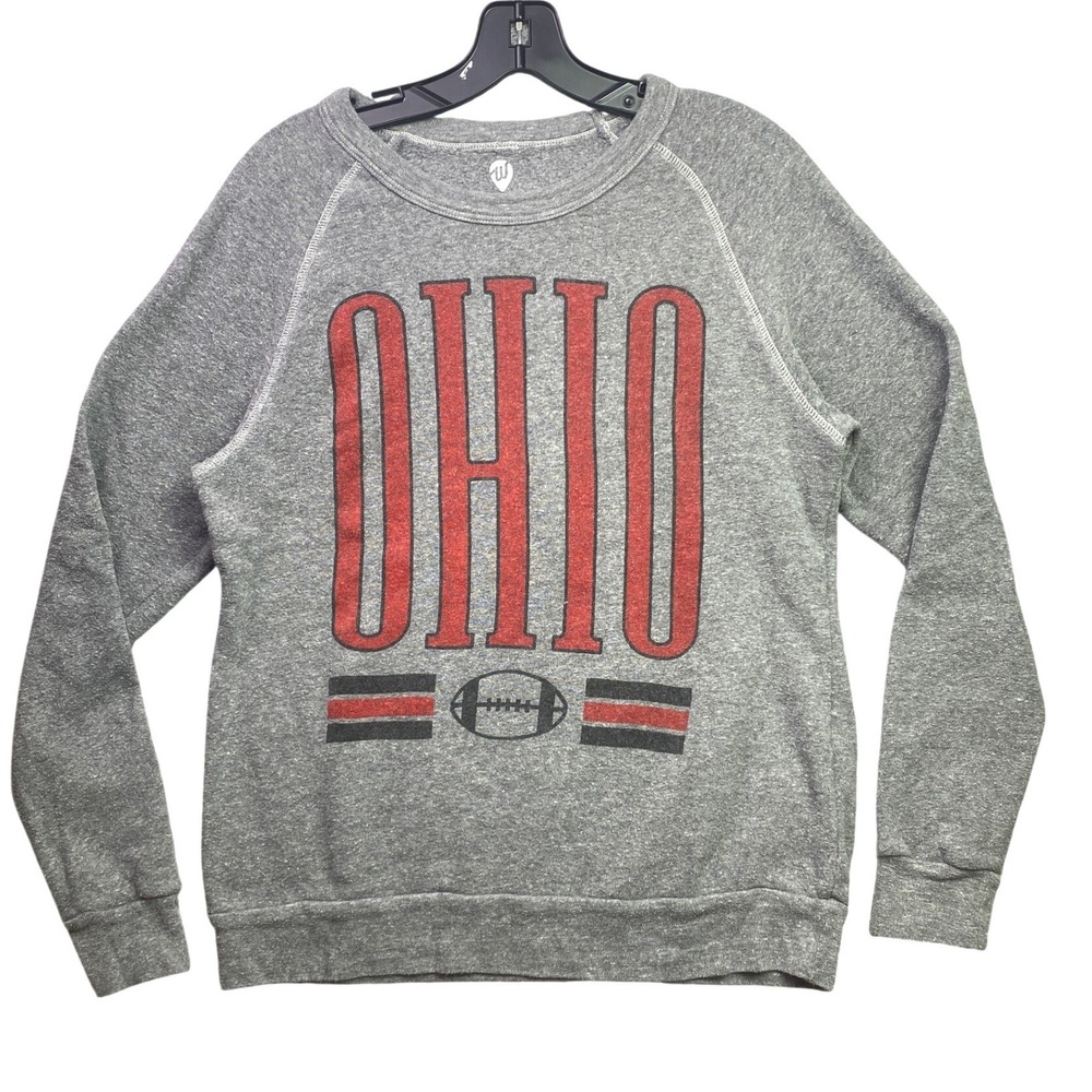 Ohio Sweater Mens Medium Spell Out‎ Football Athleisure Pull Over Crew Neck